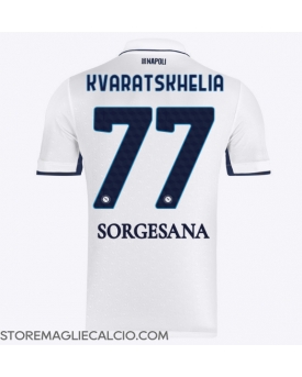 SSC Napoli Khvicha Kvaratskhelia #77 Maglia Gara Trasferta Repliche 2024-25 Maniche Corte